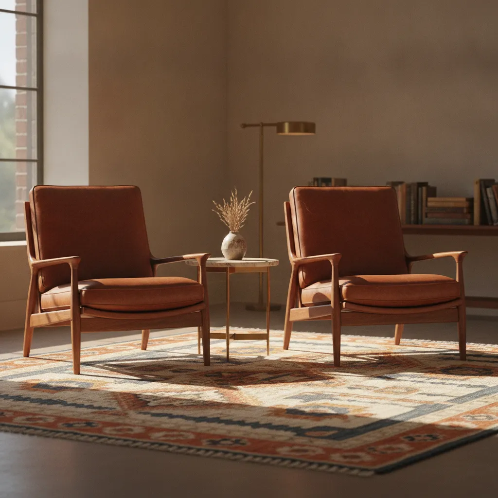 Leather lounge chairs