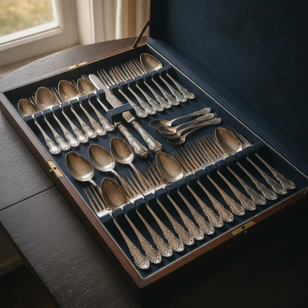 Sterling silver flatware service in a fitted chest
