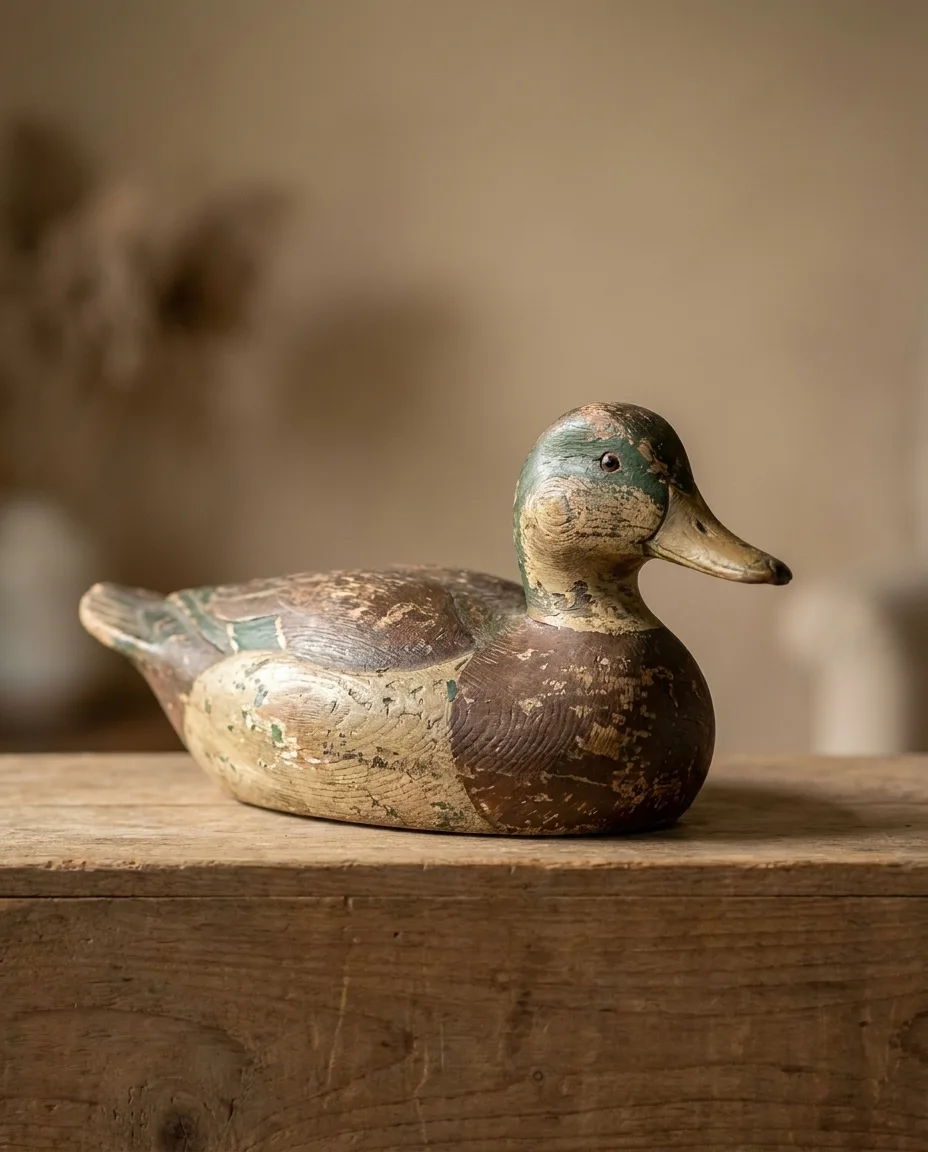 Hand-Carved Folk Art Duck Decoy