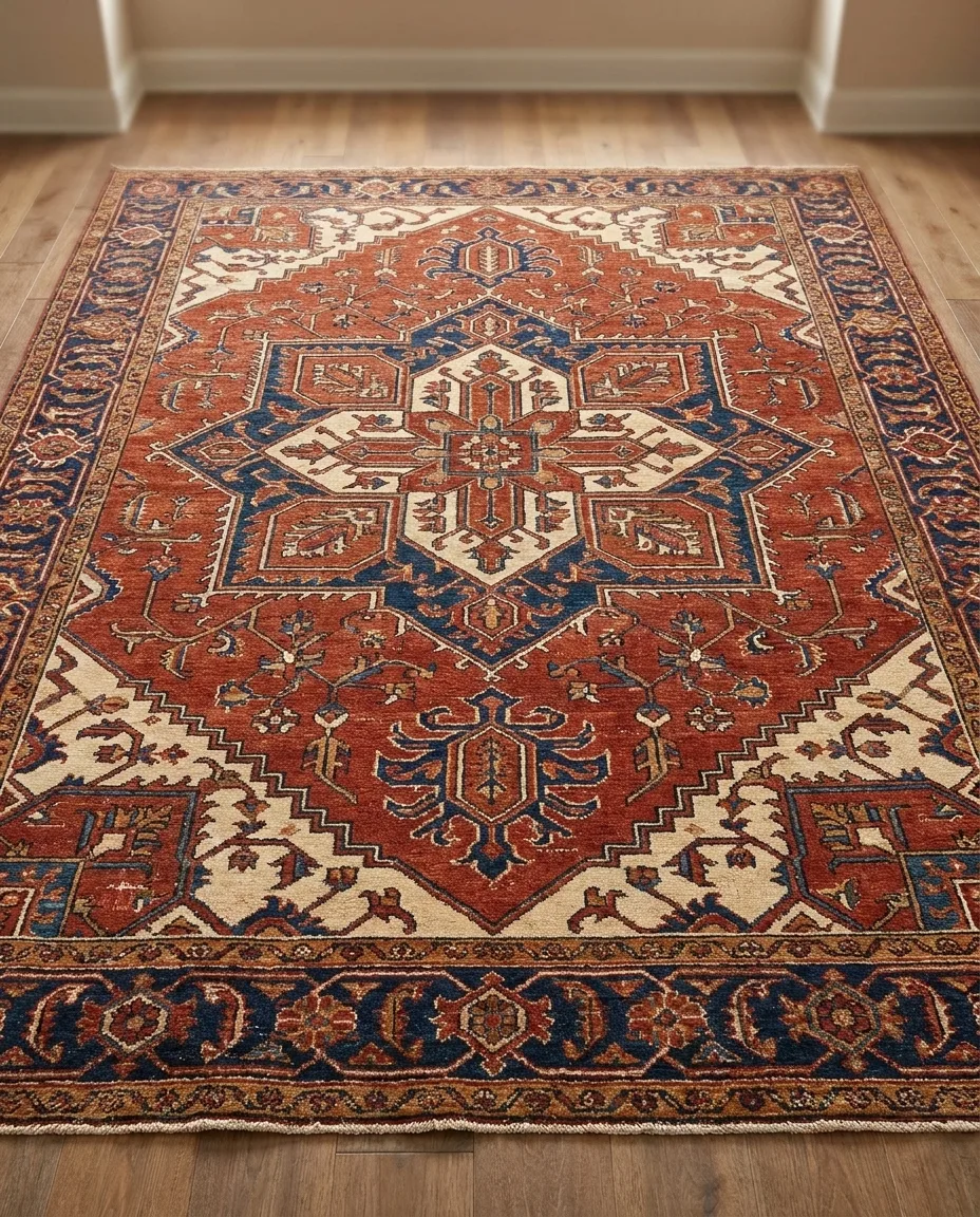 A richly patterned Persian Heriz rug